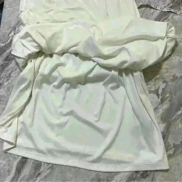 Scarlett Nite Ivory Sleeveless Layered Dress Flowy Top Fitted Lace Skirt Lined - Picture 10 of 11